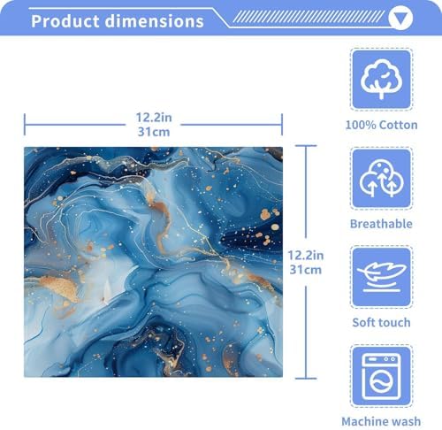 Bliss Blue Gold Marble Washcloths 2