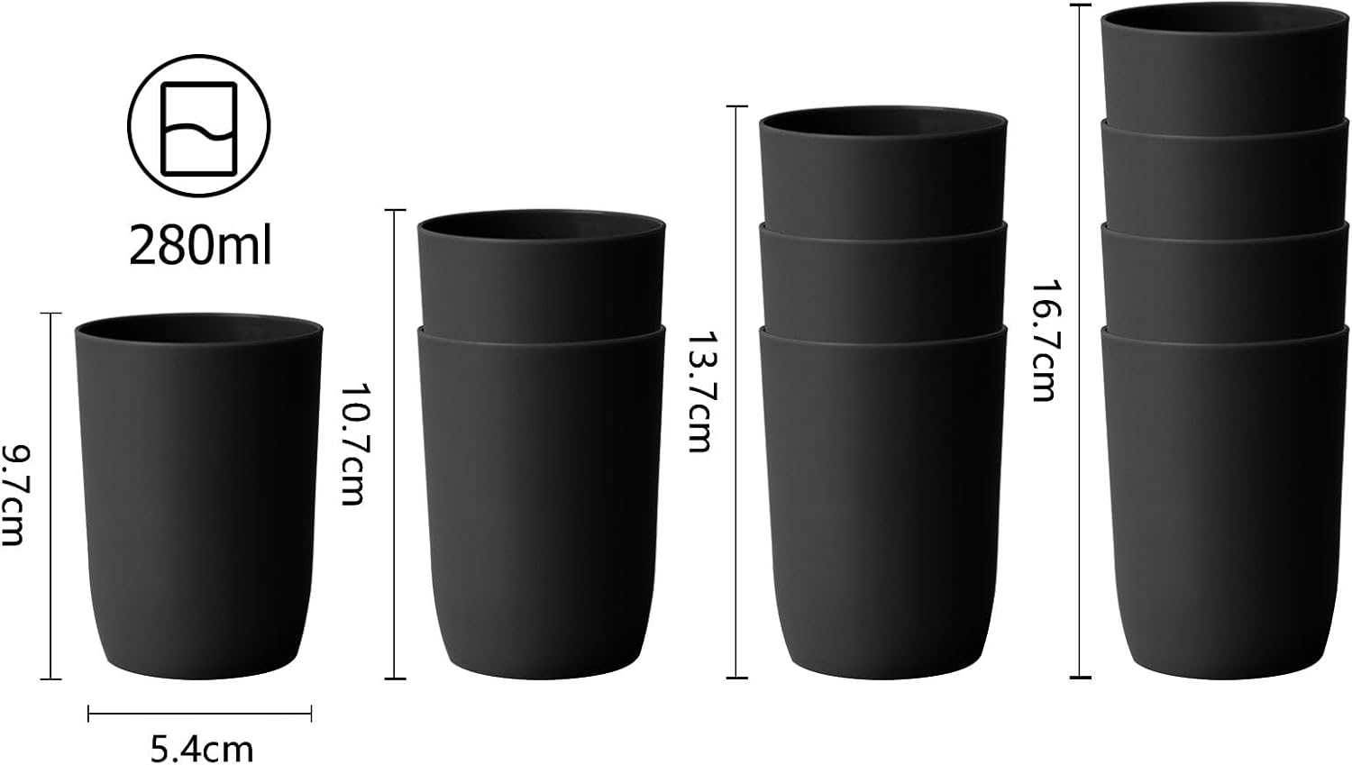 Topsky 4-Pack Transparent Glass Tumbler Set - Reusable Eco-Friendly Stackable