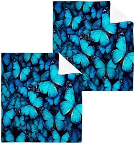 Blue Butterfly Washcloth Set Soft and Reusable