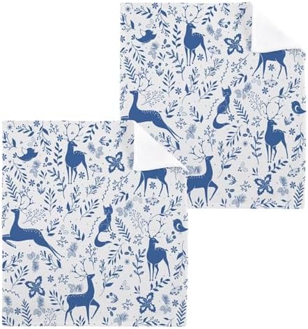 Xigua Christmas Deer Washcloths Set of 2 12x12 Inch