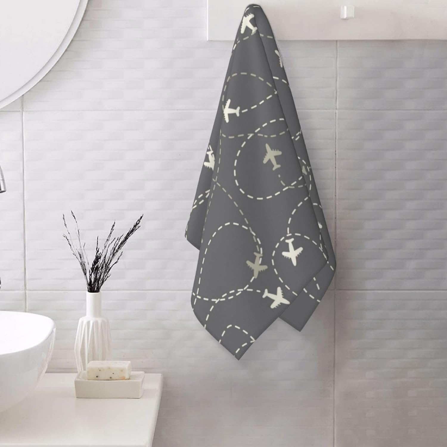 Pevtufa Airplane Routes 275x16in Washcloths for Bathroom Spa Gym Face Towels