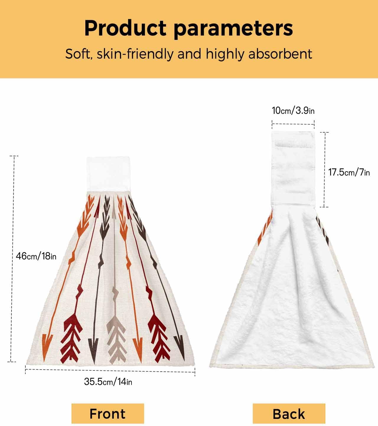Retro Arrow-Printed Hand Towels Set - Hanging Linen for Kitchen Bathroom
