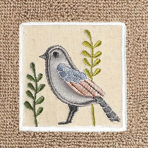 KESSLER-Turkish Cotton 2-Piece Fingertip Towel Set with Bird Motif