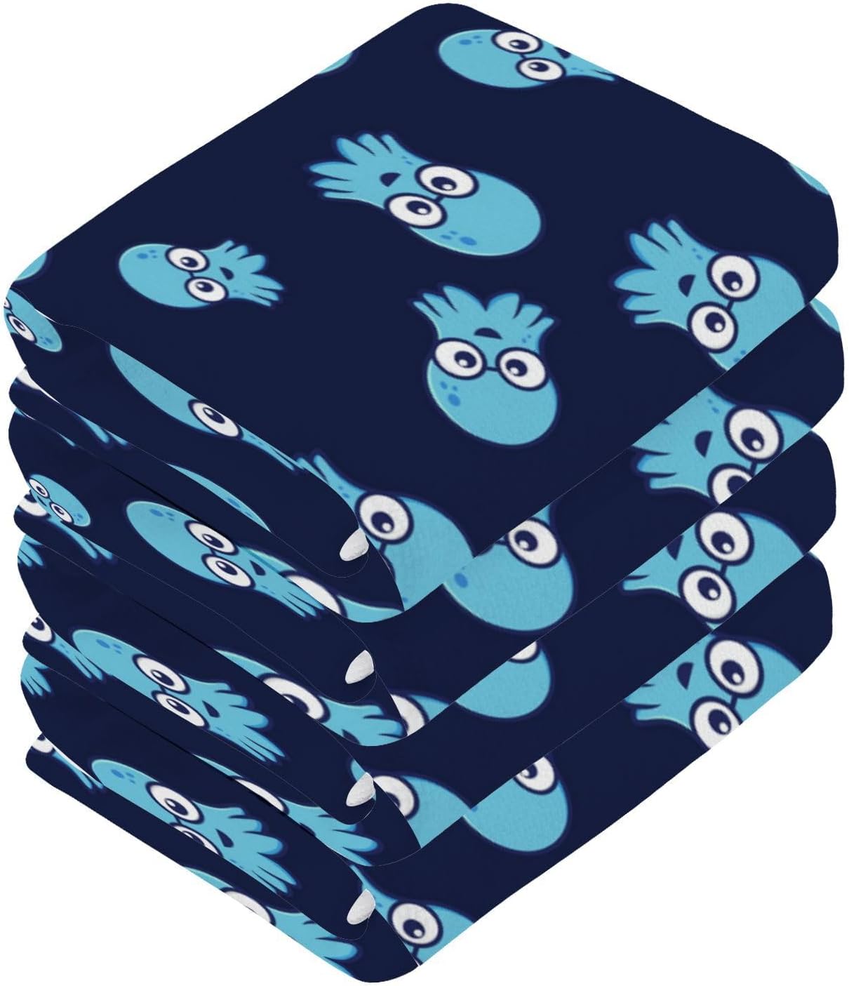 Funny Octopus Washcloths 2 Pack Soft Absorbent Baby Face Towels