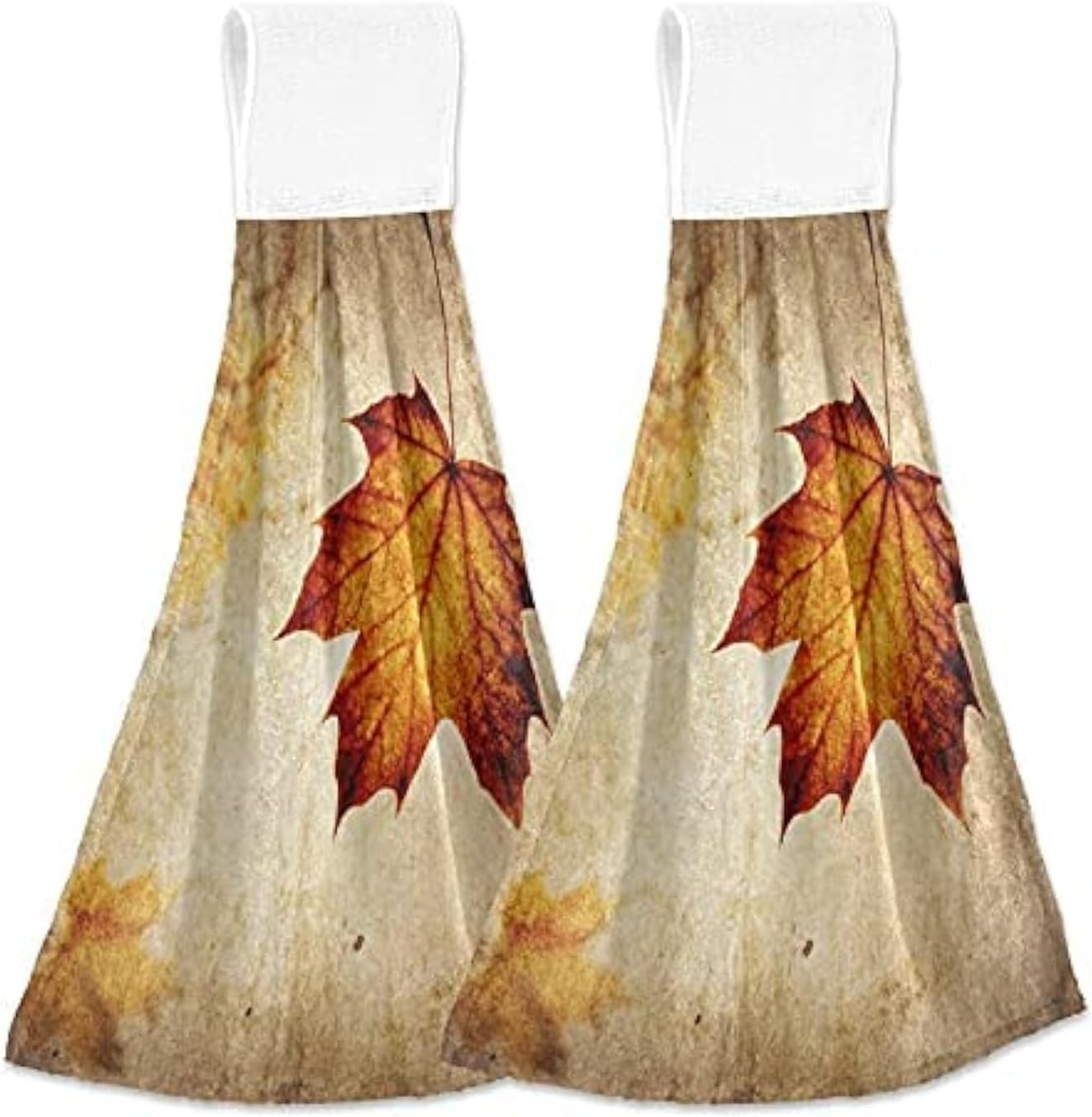 Autumn Leaf Hanging Kitchen Towel with Loop 2 Pack
