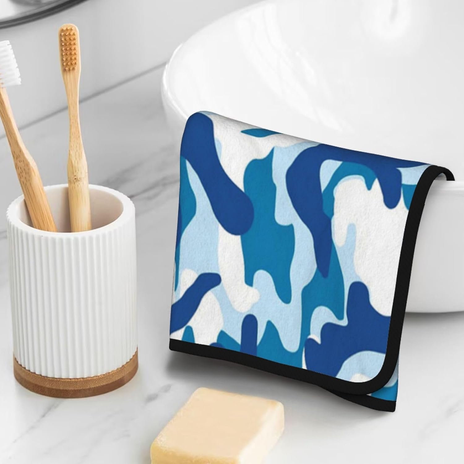 Sky Blue Camouflage Washcloth 16x28 Inch Soft Towel for Bath Kitchen