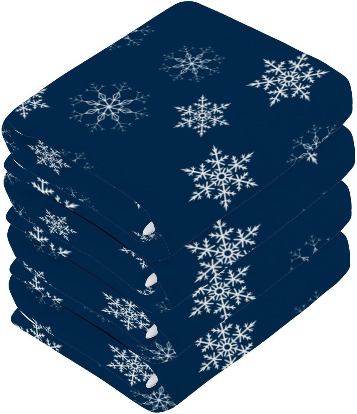 Premium Blue Snowflake Washcloths 2-Pack Soft Absorbent and Reusable Face Towels