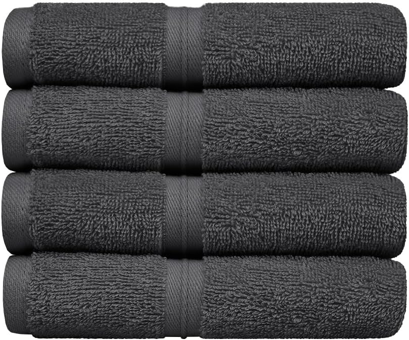 Premium 4-Pack Washcloths - Soft Absorbent 12x12 Anthracite