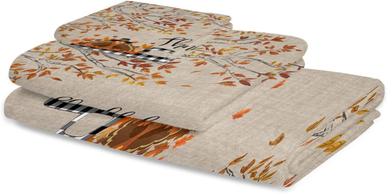 Thanksgiving Bath Towels Set 3-Piece Soft Absorbent Ugly Christmas Sweater Style
