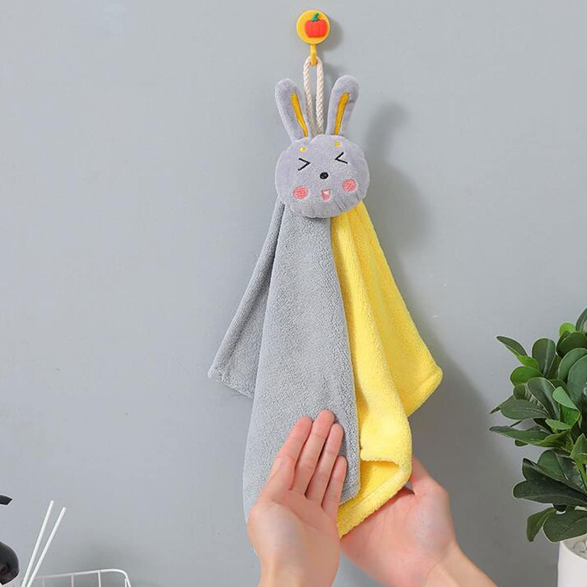 Ewanda 3 Pack Cute Rabbit Hand Towels with Hanging Loop 1