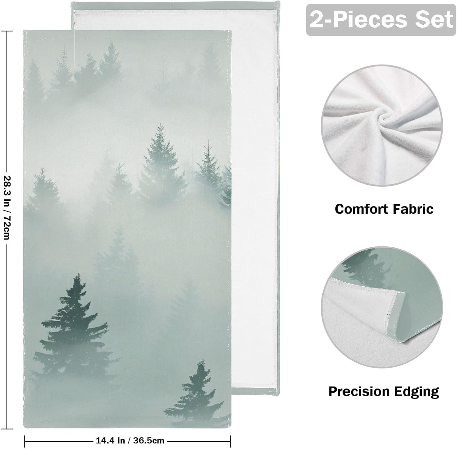 Senya Tree Forest Tile Cotton Hand Towels 30x15