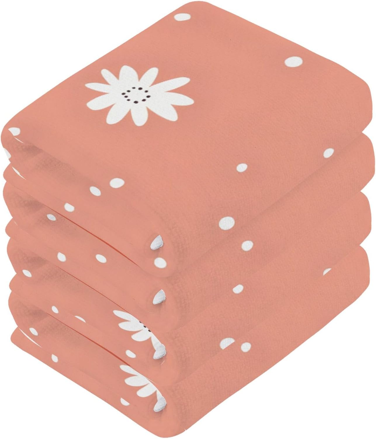 Xigua White Daisy Washcloths Set of 2 12x12 Inch
