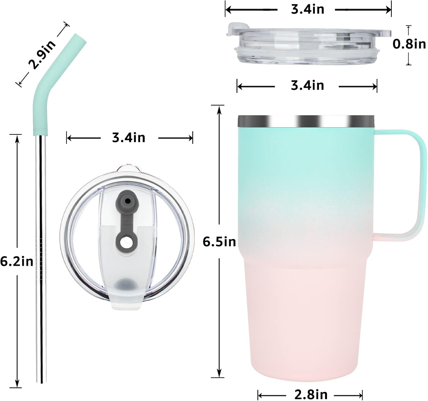 Sursip 24 oz Insulated Tumbler with Handle and Straw 1