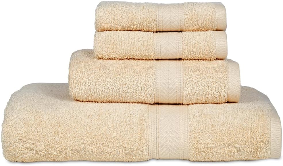 Luxury 4-Piece Bath Towels from Casa Lino Premium Cotton Soft Absorbent