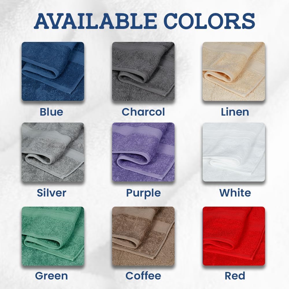 Luxury 4-Piece Bath Towels from Casa Lino Premium Cotton Soft Absorbent
