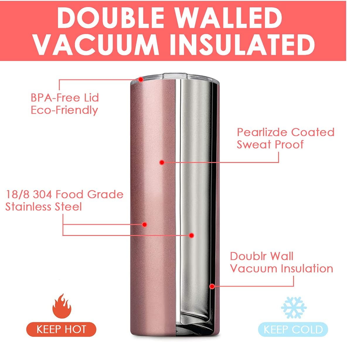 8 Pack Stainless Steel Tumbler with Straw and Brush