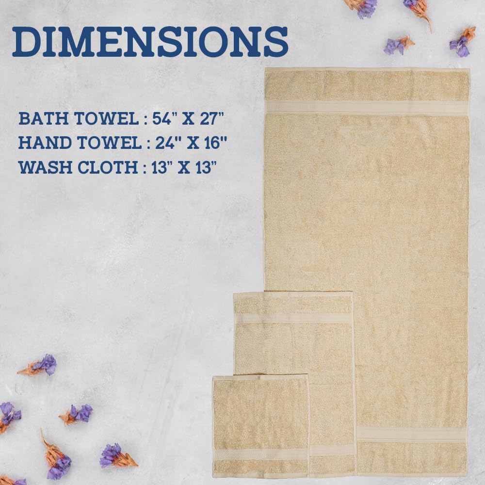 Luxury 4-Piece Bath Towels from Casa Lino Premium Cotton Soft Absorbent