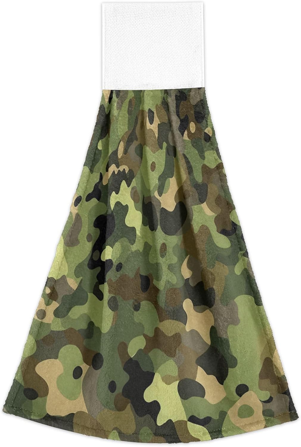 Camouflage Green Towels with Hook Loop Durable Dishcloths for Kids
