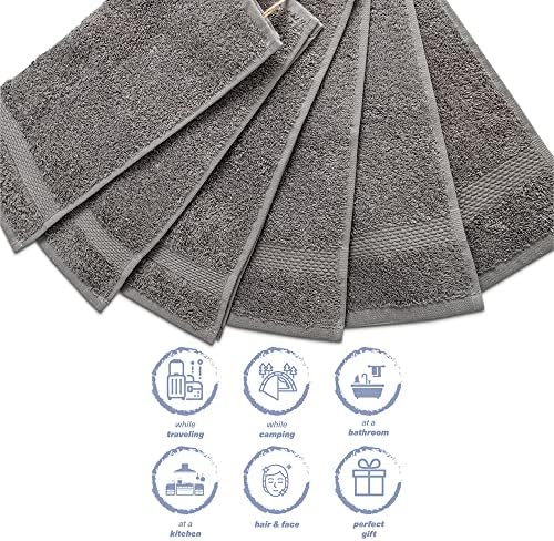 Hencely Premium 6-Pack 12x12 Washcloths