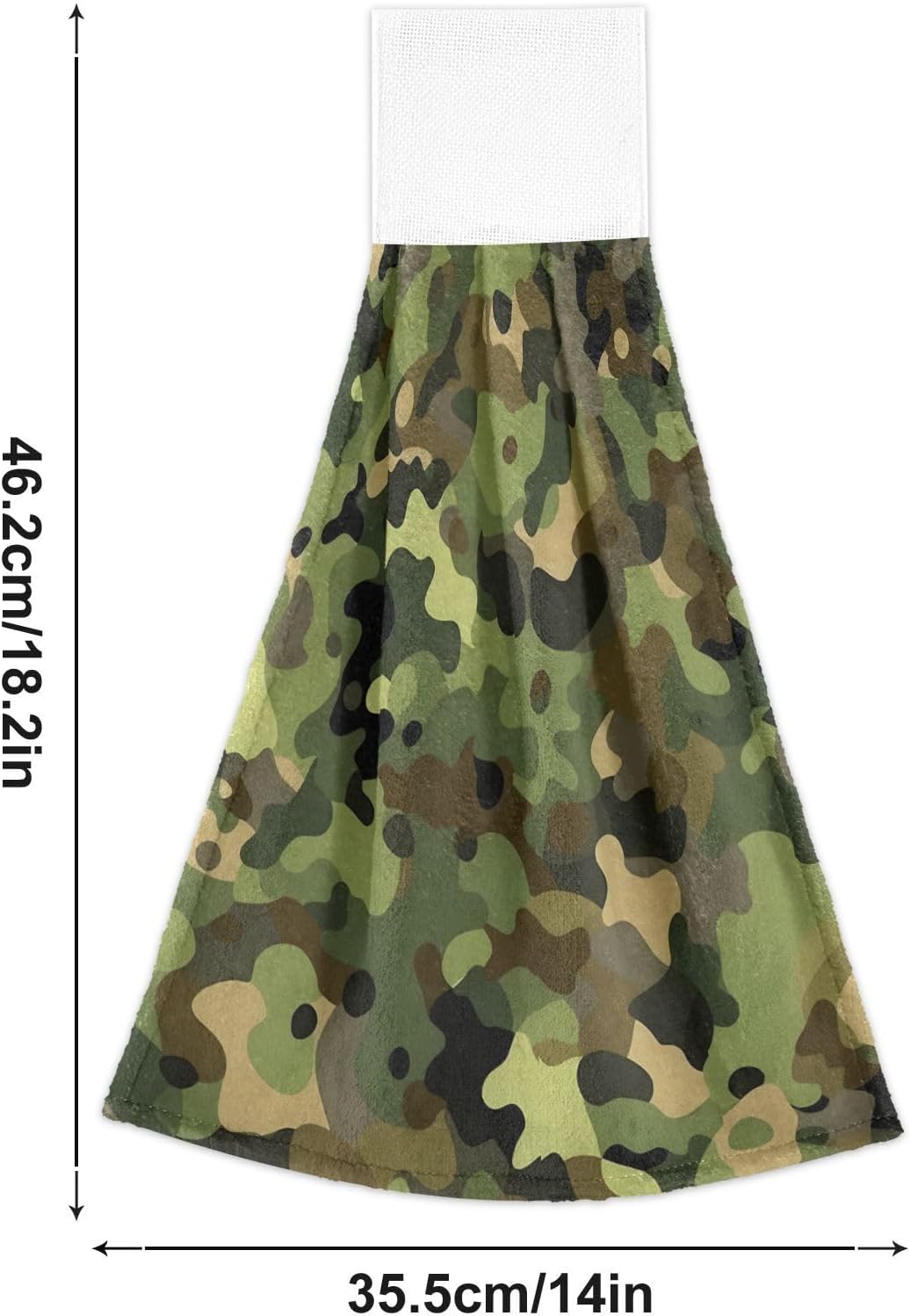 Camouflage Green Towels with Hook Loop Durable Dishcloths for Kids