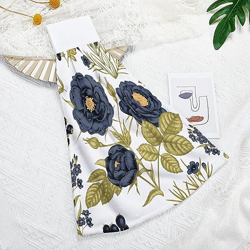 Green Leaves Kitchen Hanging Hand Towels Set 12x17 in