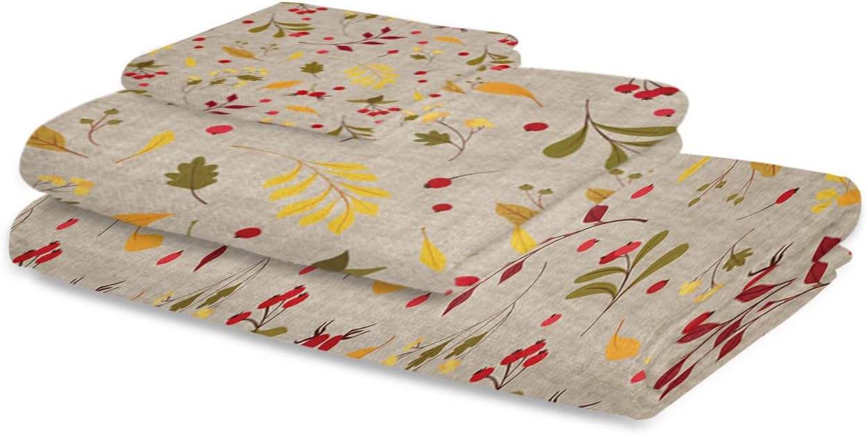 3-Piece Autumn Leaves and Berry Bath Towels Set