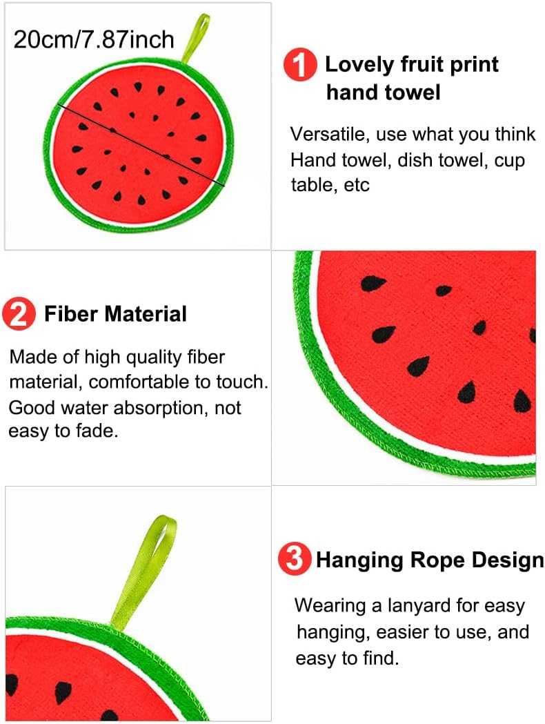 AKOAK Cartoon Fruit Pattern Hand Towels Pack of 4