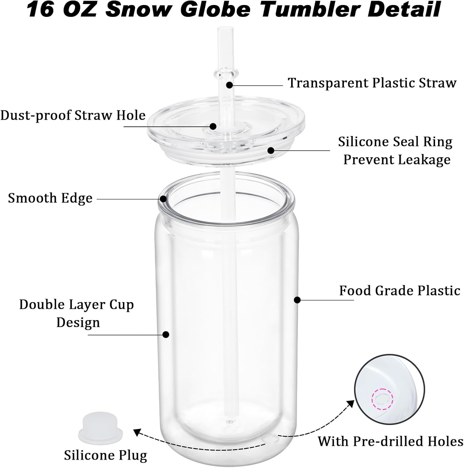 Double-Drilled Snow Globe Tumbler