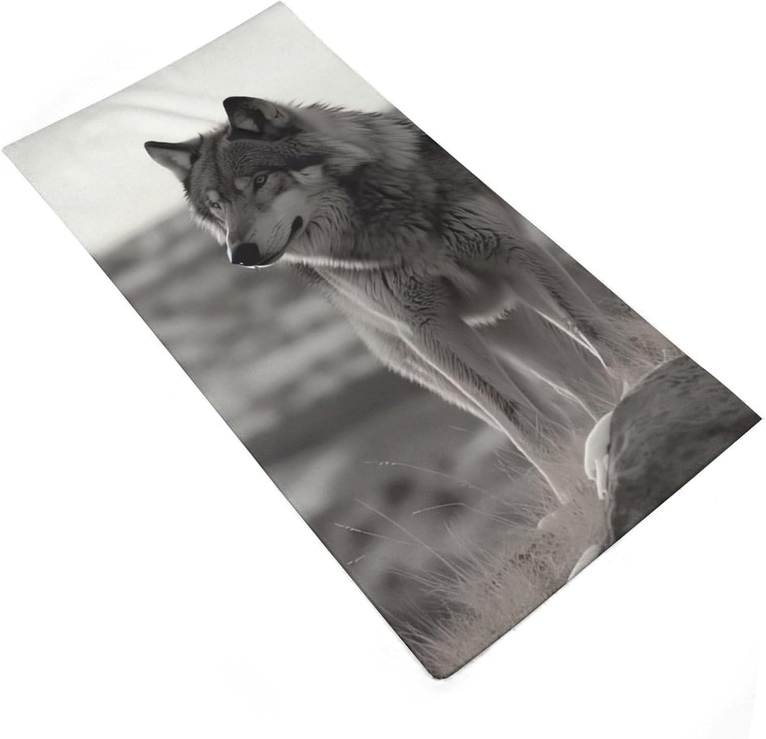 Wolf On The Grass Soft Thick Beach Towel Portable