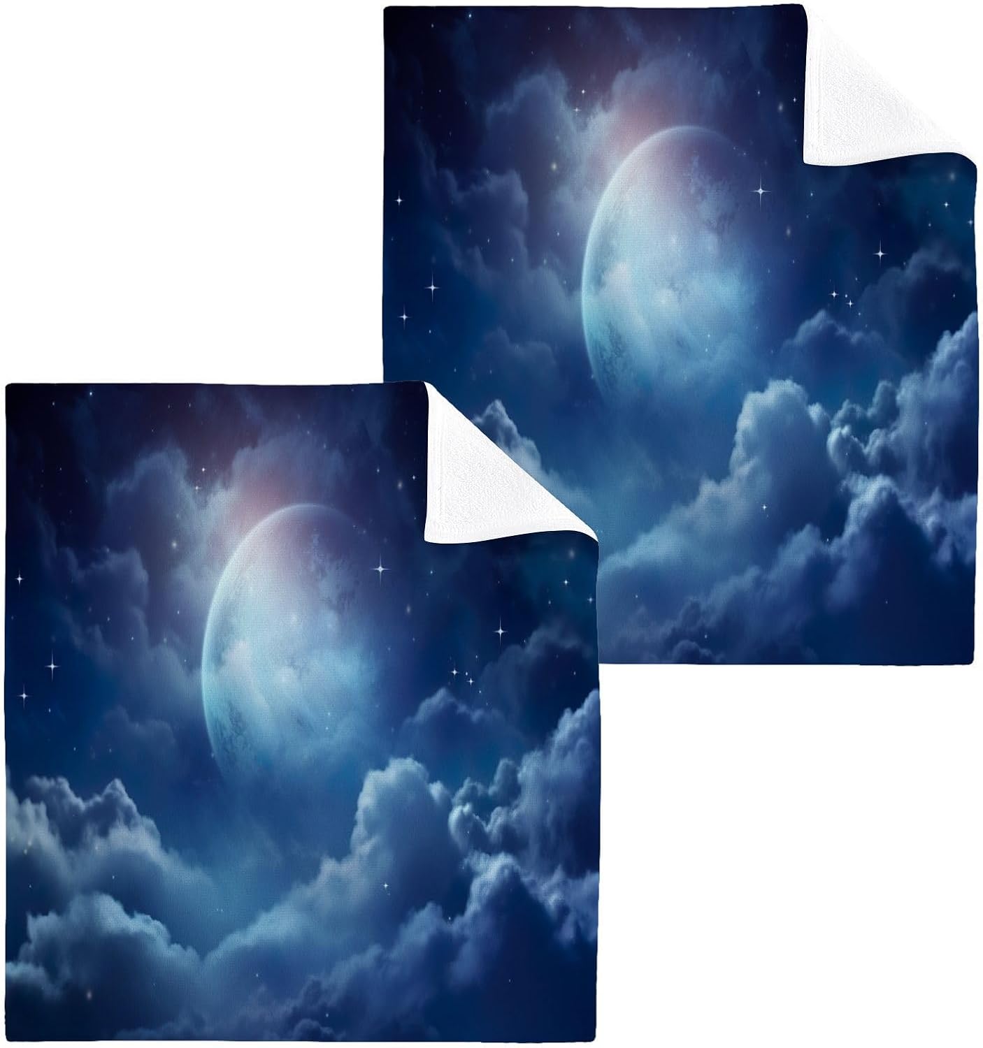 YETTASBIN Moon Cloudscape Washcloths 2 Pack