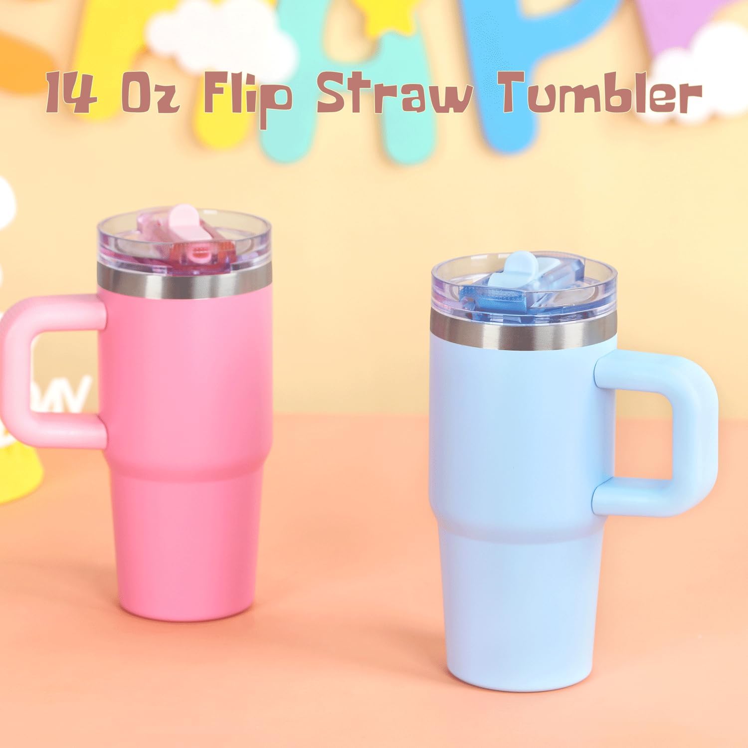 Flip straw tumbler for kids