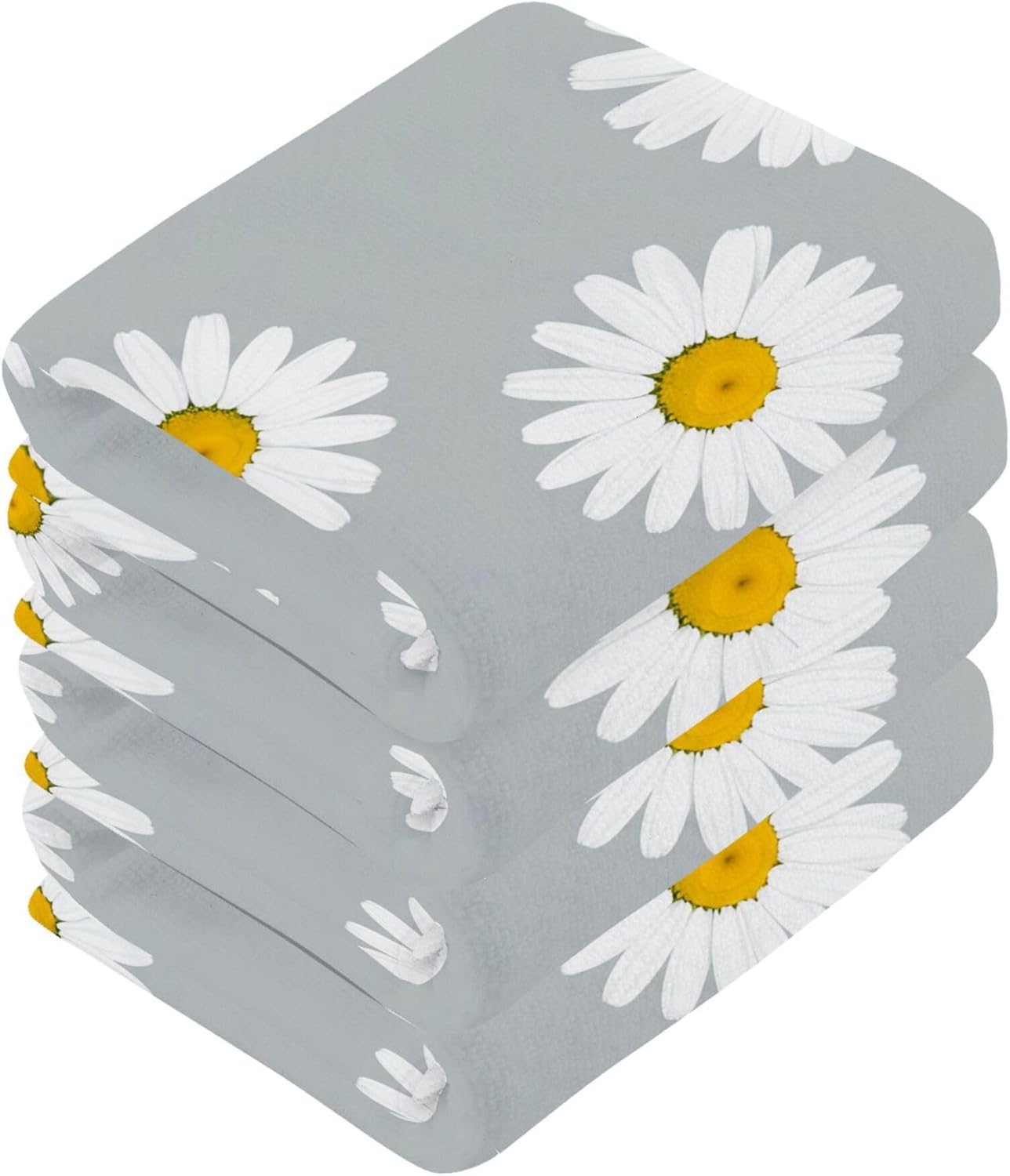 White Daisy-Shaped Pure Cotton Washcloths Set 2-Piece Reusable Face Towels
