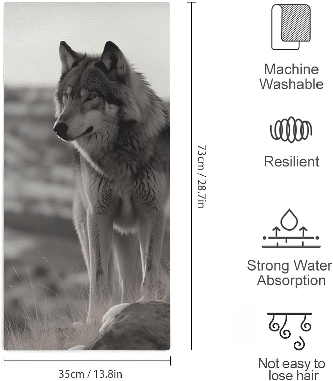 Wolf On The Grass Soft Thick Beach Towel Portable