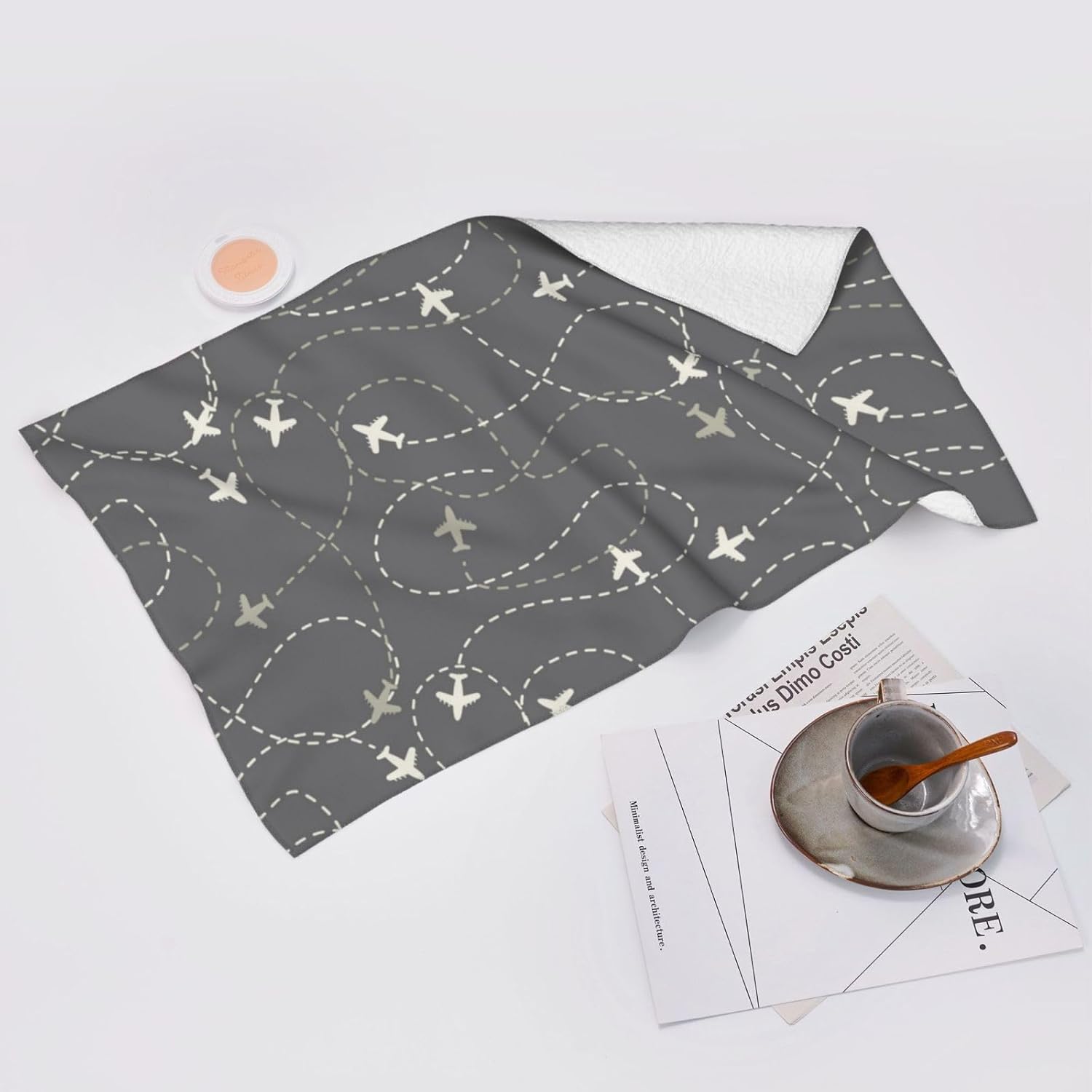 Pevtufa Airplane Routes 275x16in Washcloths for Bathroom Spa Gym Face Towels