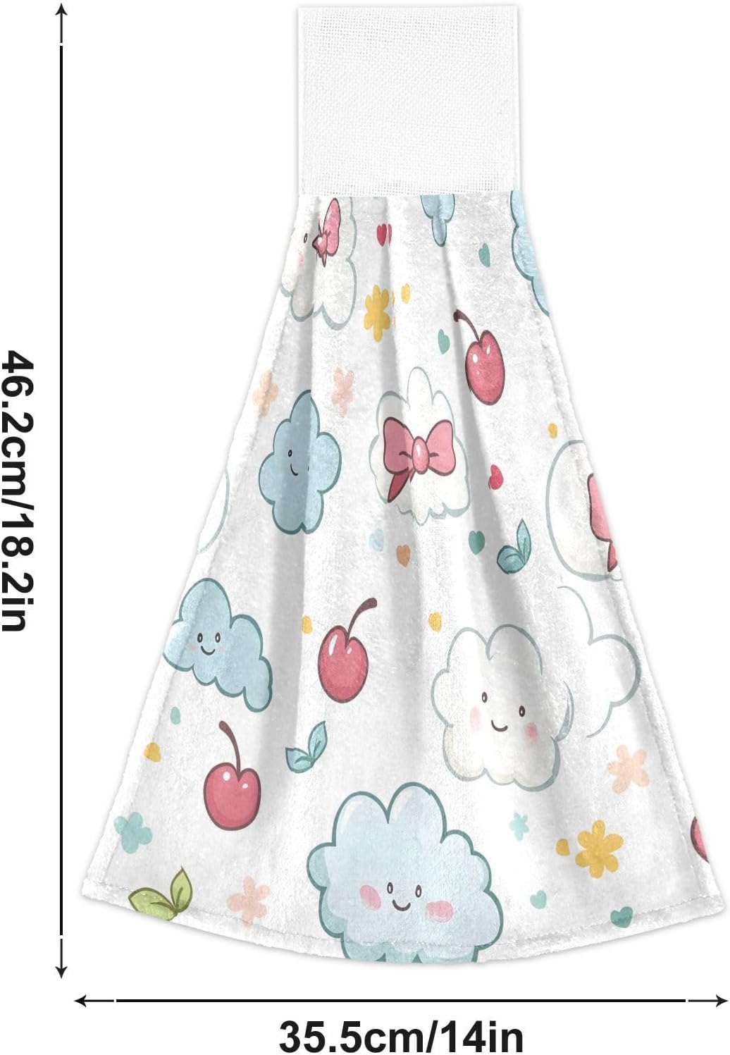 Kawaii Pastel Cloud Hand Towel Set of 2 with Hanging Loop