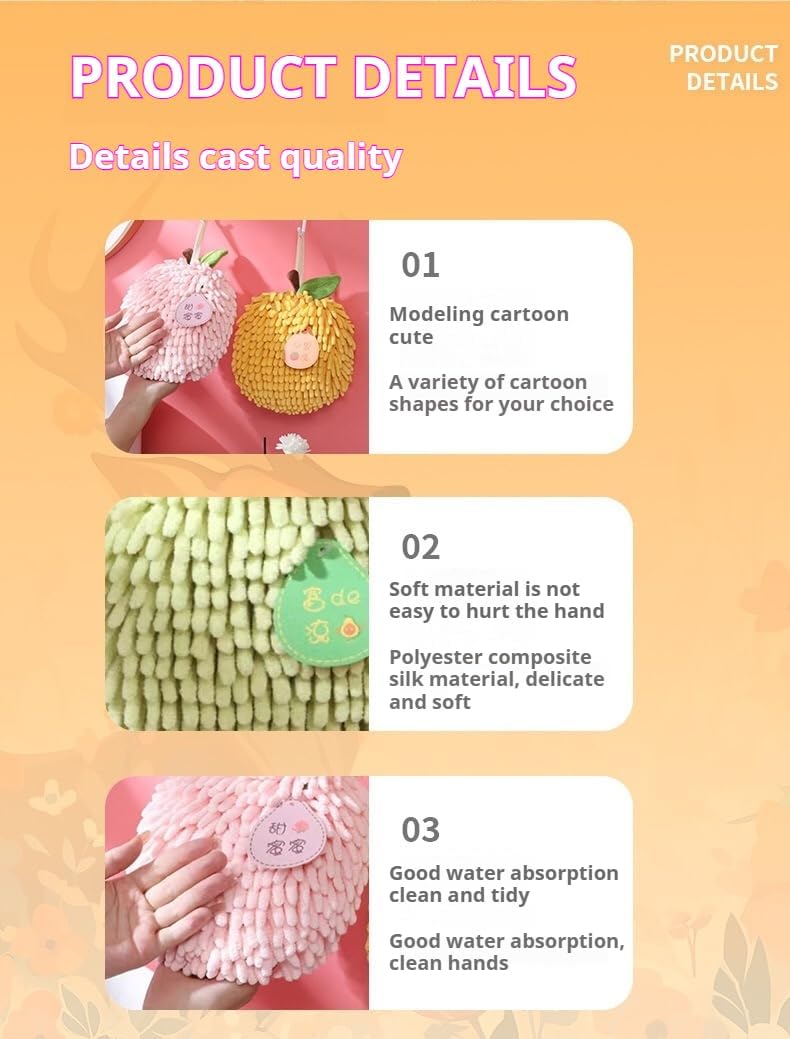 Fruit Animal Hand Towels 6-Piece Set