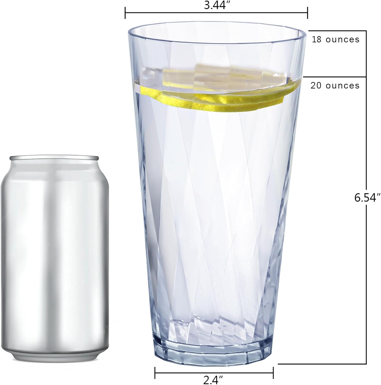 HONGBOLI Unbreakable Shatterproof Plastic Drinking Glasses Set of 6
