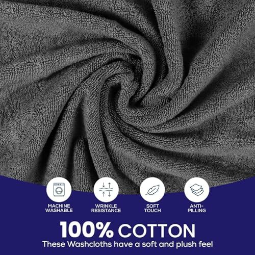 Luxury Soft Microfiber 12x12 Washcloths 12 Pack