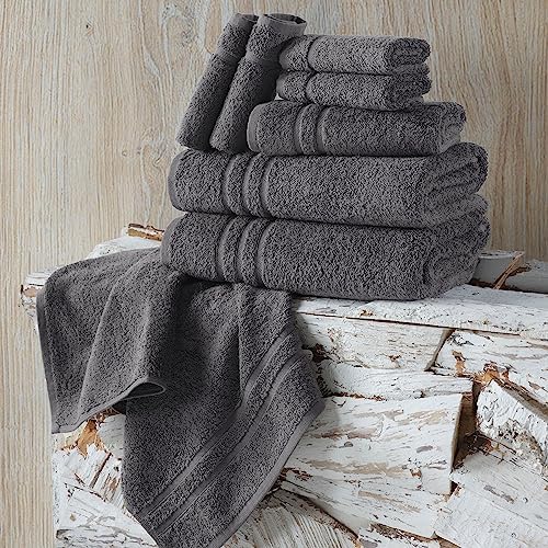 Hawmam Linen 6-Piece Grey Bath Towels