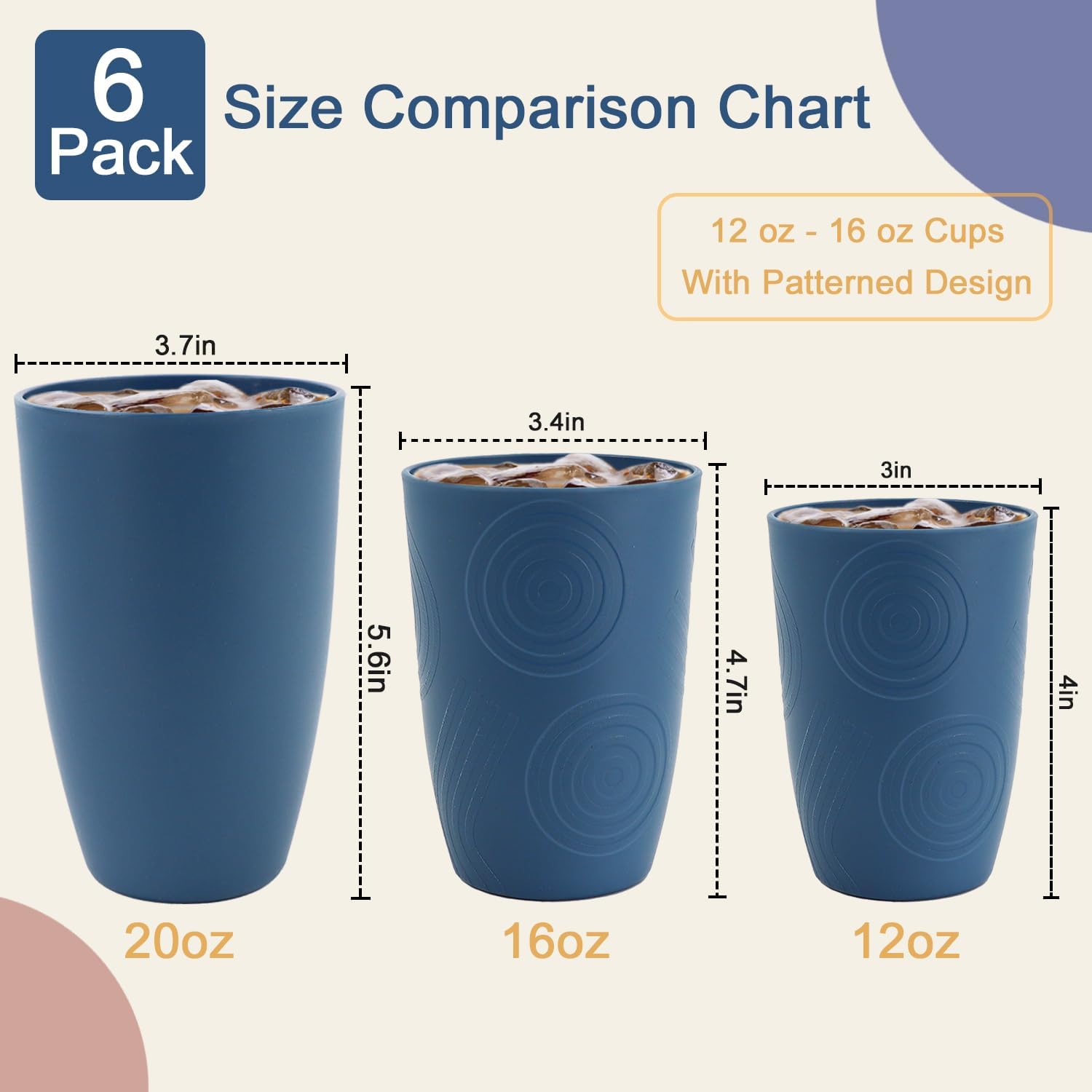 6-Piece Wheat Straw Cups - Reusable Glassware for Kitchen