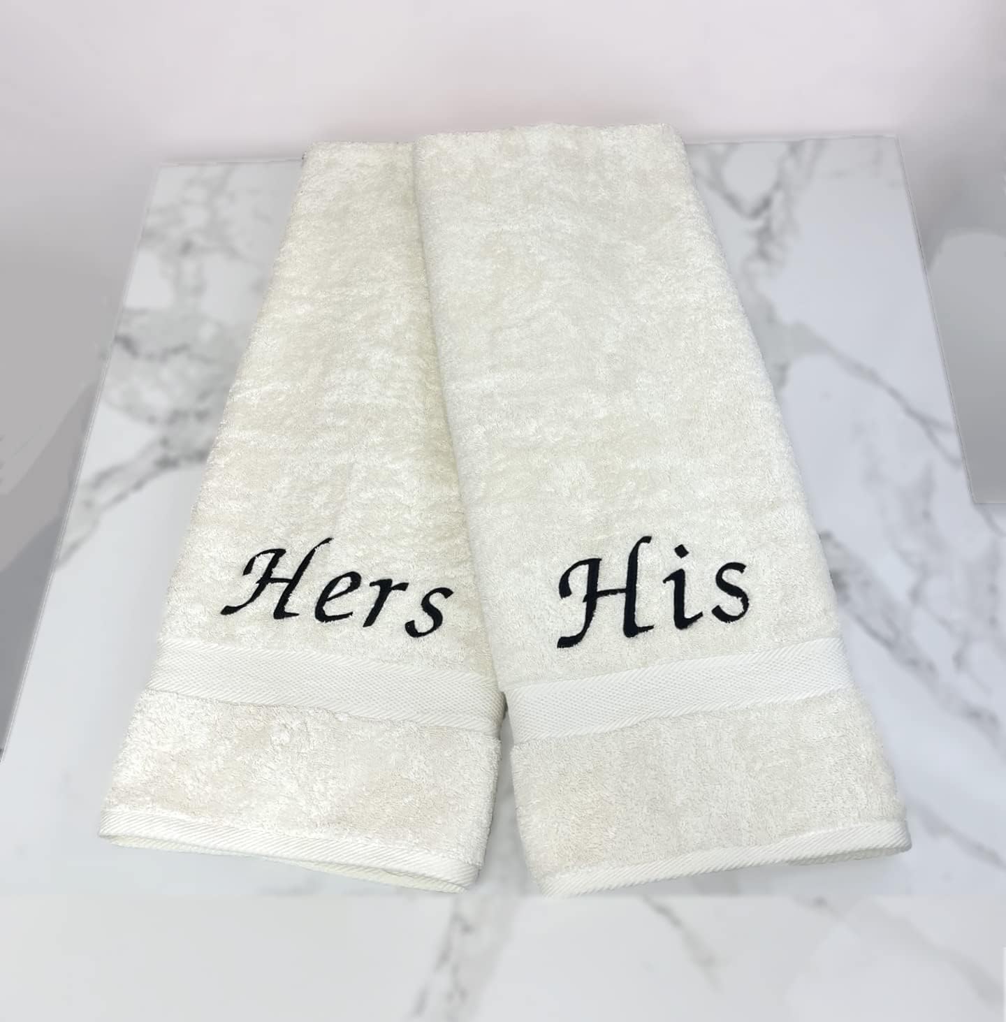 Liberty21 His Hers Embroidered Cotton Bath Towels Set 1