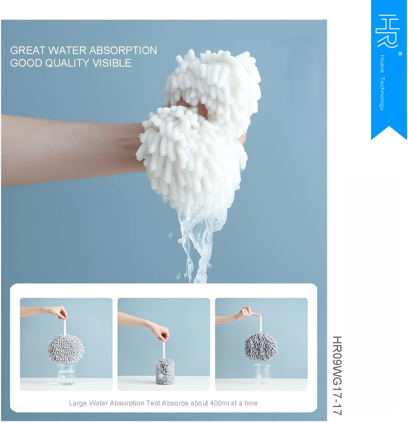 HR Huare Technology Fuzzy Ball Hand Towel 2Pack