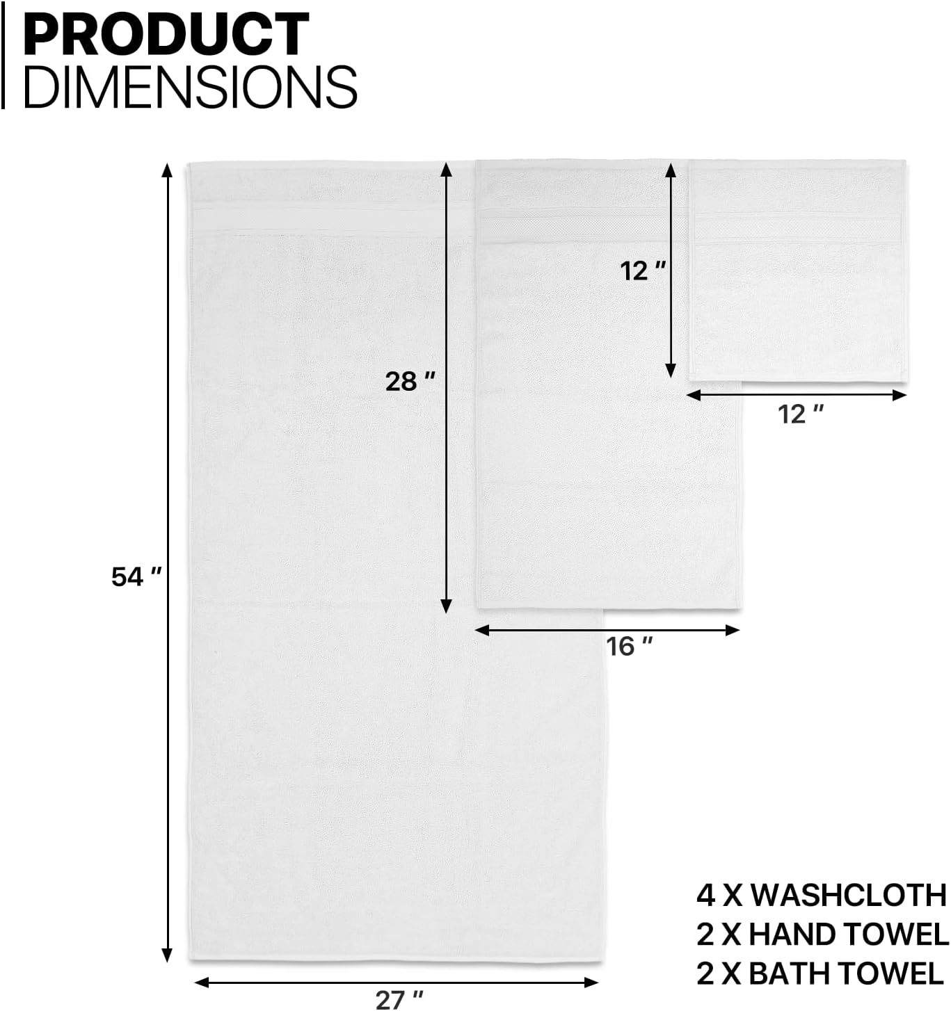 8-Piece 100 Cotton Bath Towel Set for Fast Dry Skin