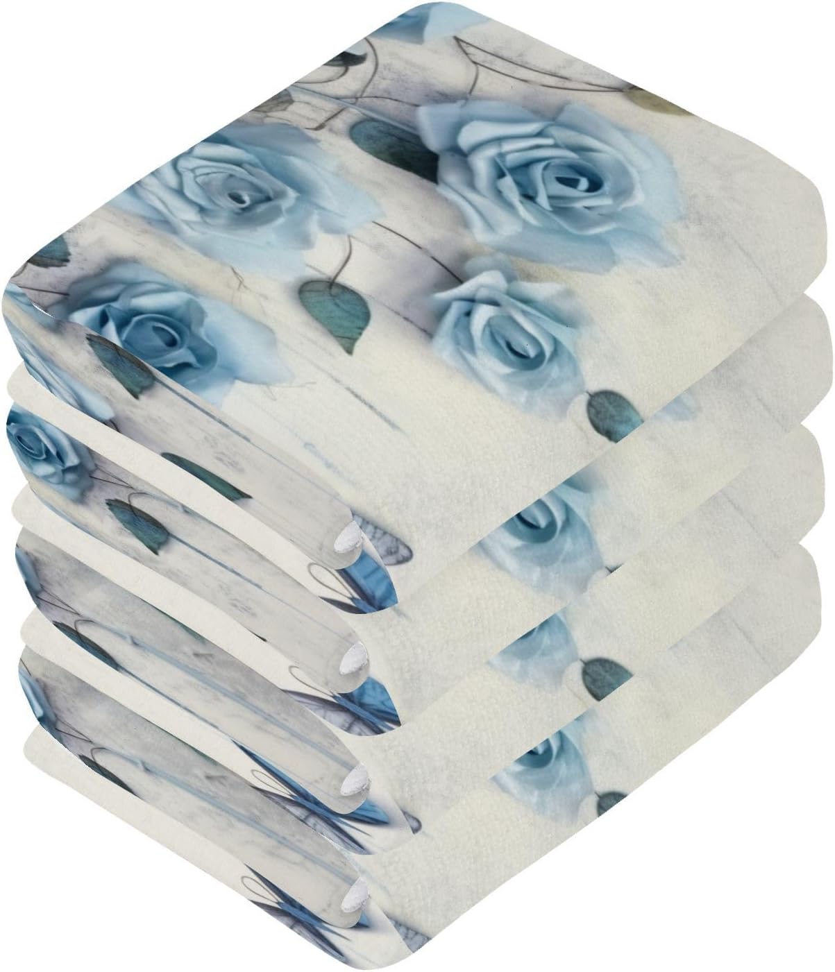 Blue Rose Washcloth Set for Washable Reusable Baby Face Towels