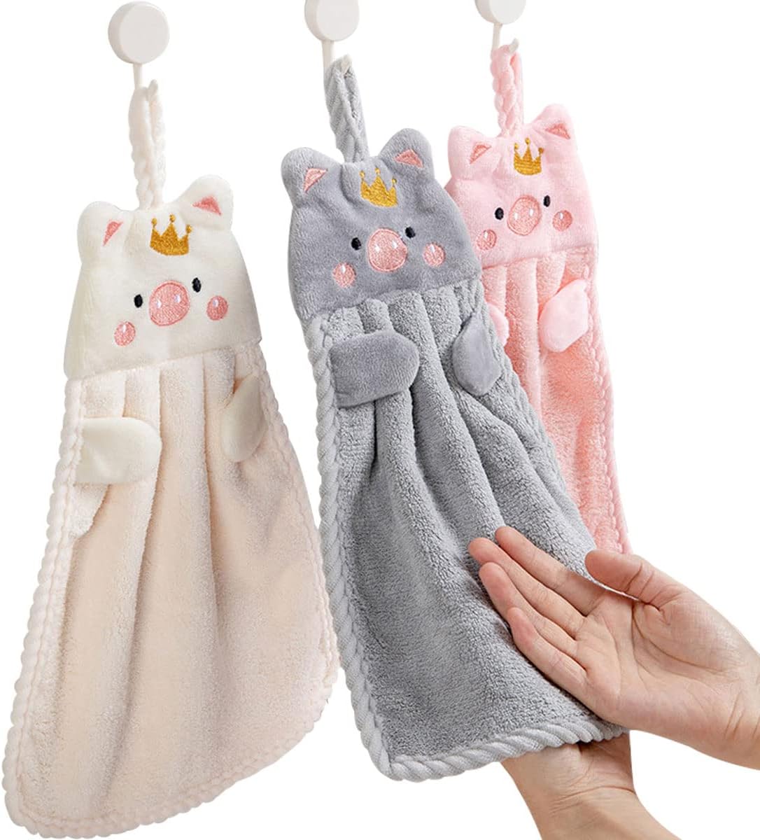 Ewanda Store 3-Pack Cartoon Hand Towels for Kids