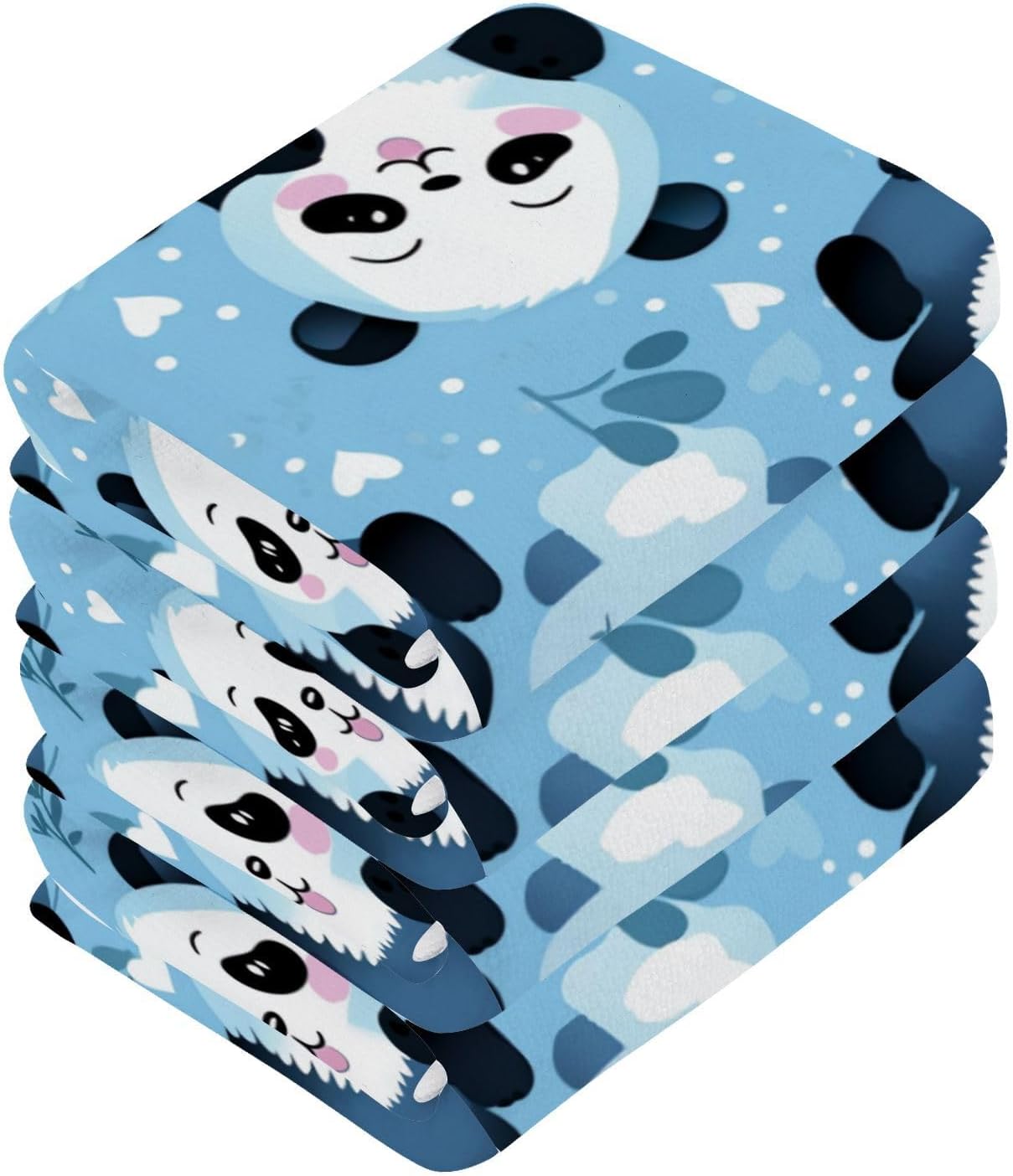 Cute Panda Washcloth 2-Piece Set for Babies Soft Reusable Washable