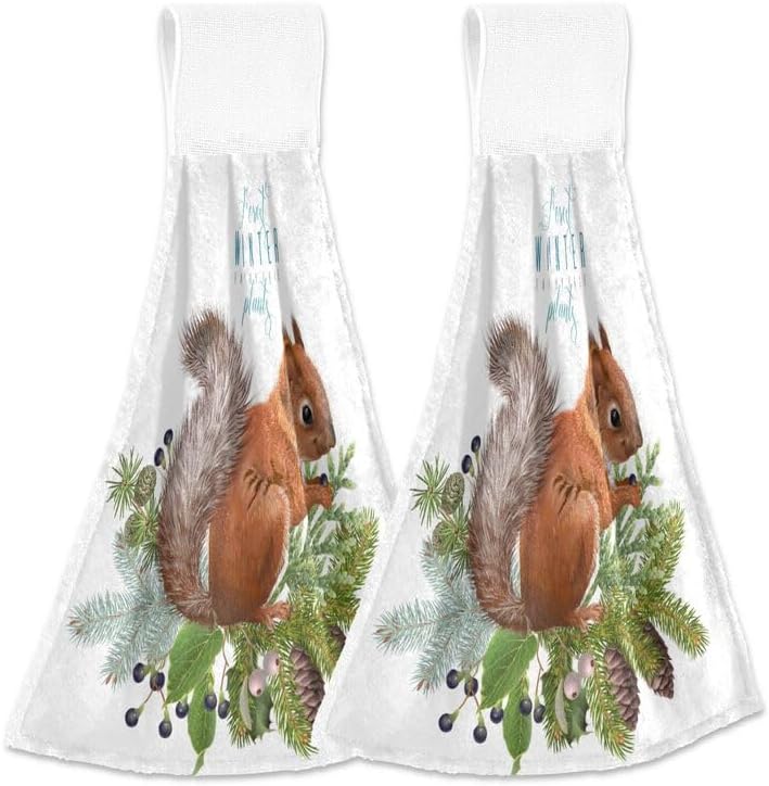 Winter Squirrel-Packed Tamniee Kitchen Towels 2PCS for Home Kitchen