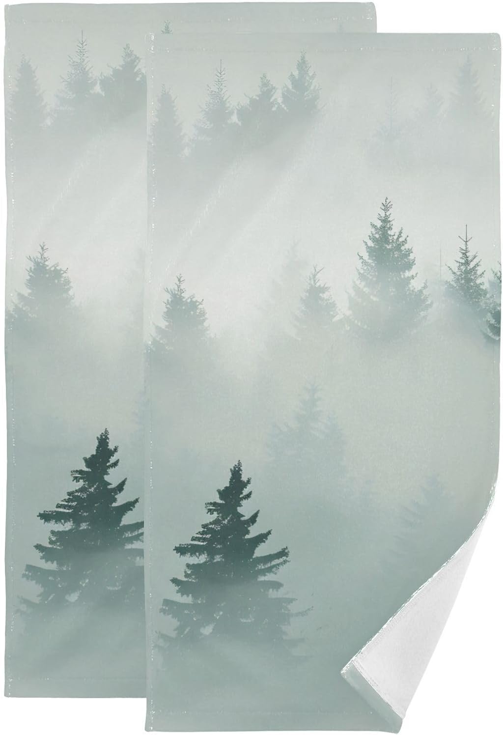 Senya Tree Forest Tile Cotton Hand Towels 30x15