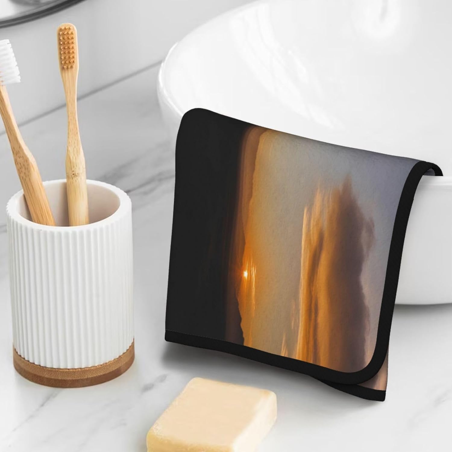 Sun Sets in The West Coral Velvet Towel 16x28in