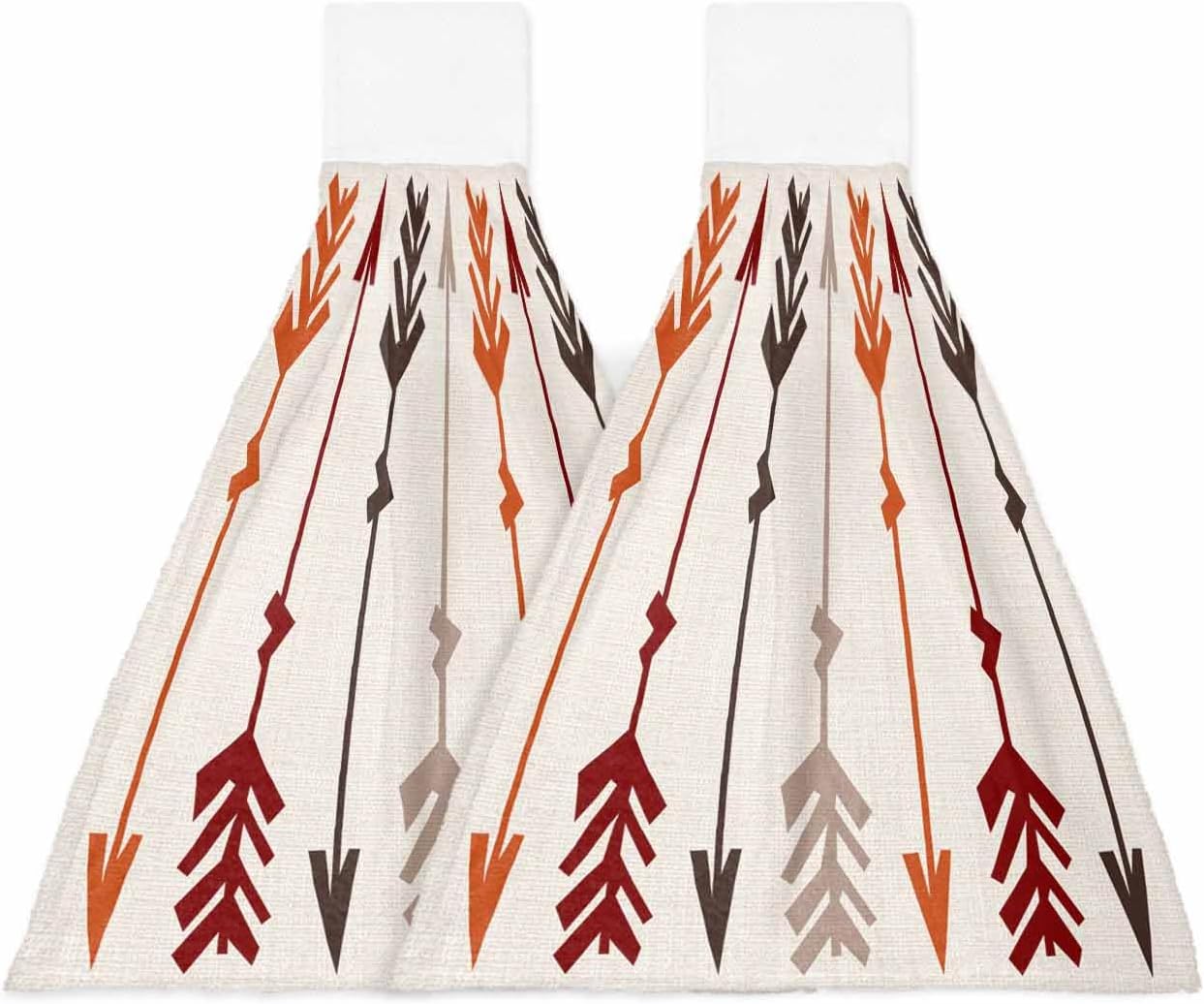 Retro Arrow-Printed Hand Towels Set - Hanging Linen for Kitchen Bathroom
